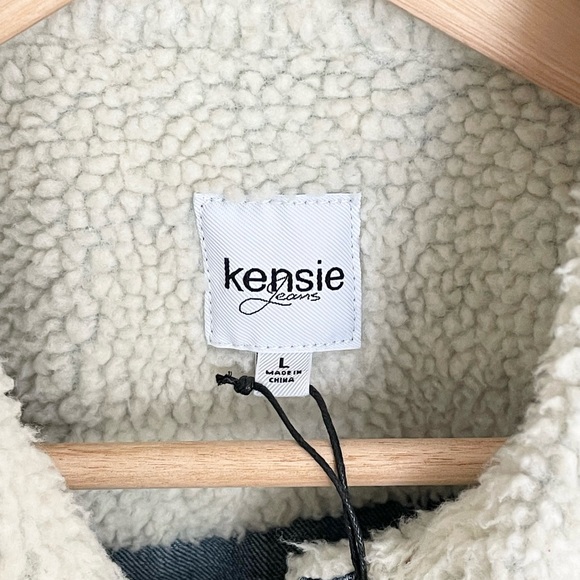 NEW Kensie Jeans Fur Lined Distressed Button Trucker Jacket Women’s Large - Picture 11 of 11